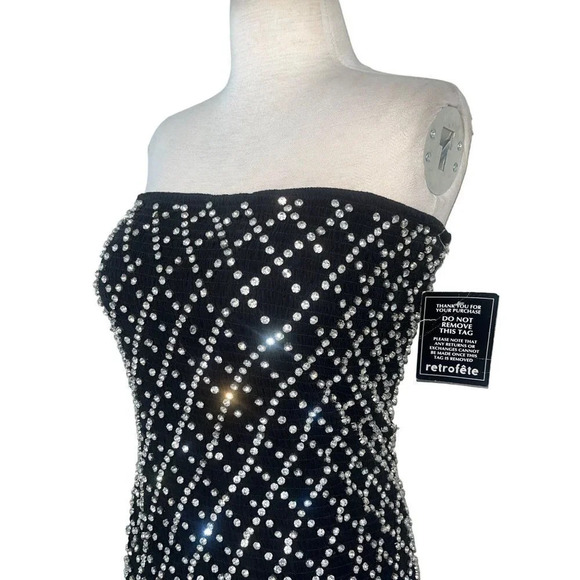 RETROFETE Felicity Dress Skirt in Black & Silver Gold Large New Womens Mini - Picture 7 of 17